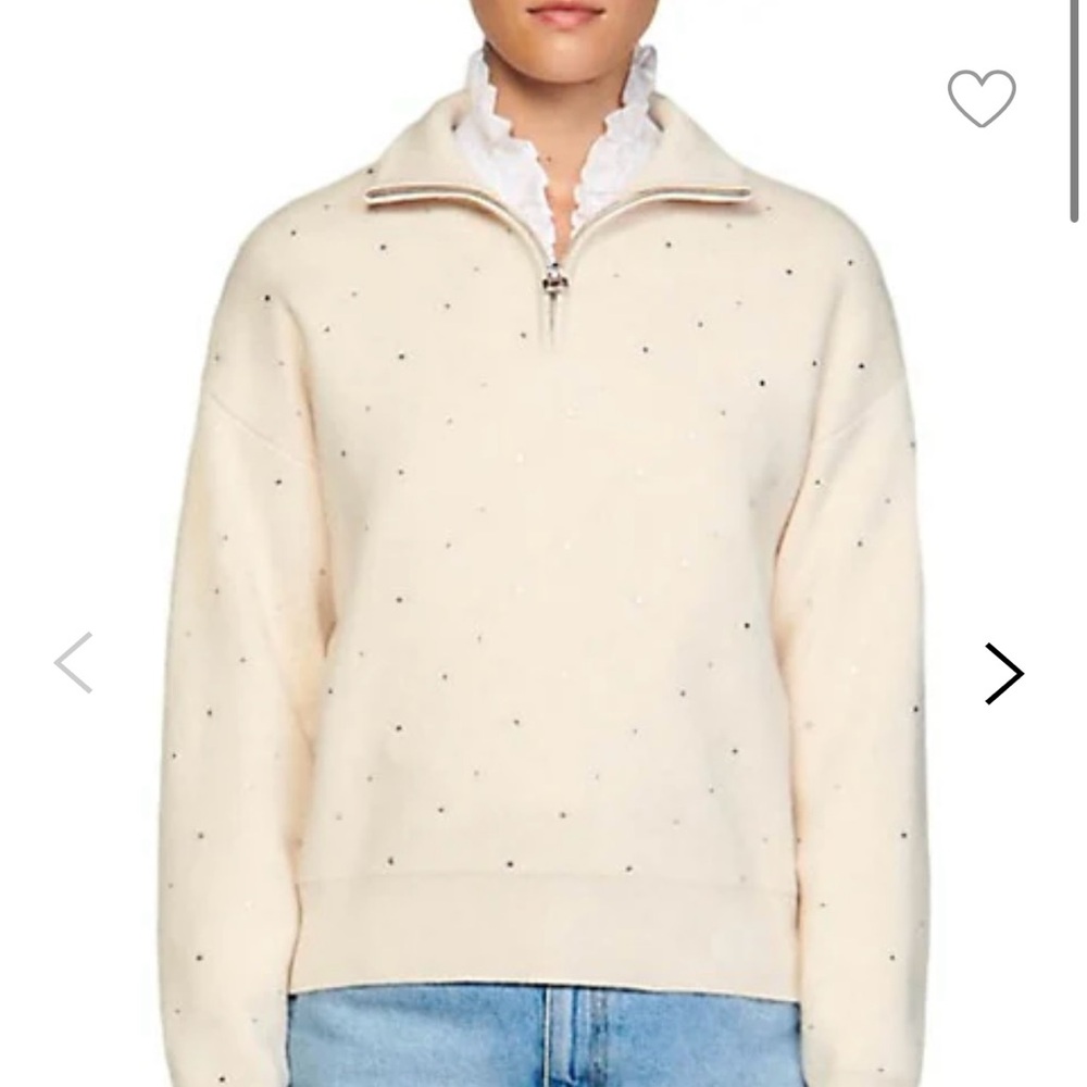 Sandro Crystal Rhinestone Quarter Zip - Picture 6 of 6